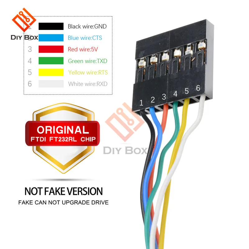 1 м 6PIN 5 в FTDI FT232RL FT232 USB для ttl RS232 последовательный скачать адаптер Соединительный кабель для Arduino Raspberry Pi AVR ARM - Цвет: Integrated