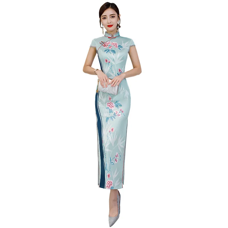 Модные, пикантные вышитое платье-чанпао Винтаж китайский воротник Qipao Новинка тонкий Улучшенный чёнсам платье Размеры S-4XL