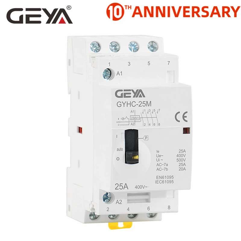 Frete Grátis Geya Gyhc p 16a 20a 25a 4no 220 v – 230 50 60 hz Din Ferroviário Doméstico ac Contator Modular 4