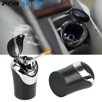 

FORAUTO Portable Auto Car Truck LED Cigarette Smoke Car Ashtray Blue LED Light Smokeless Ashtray Cigarette Holder