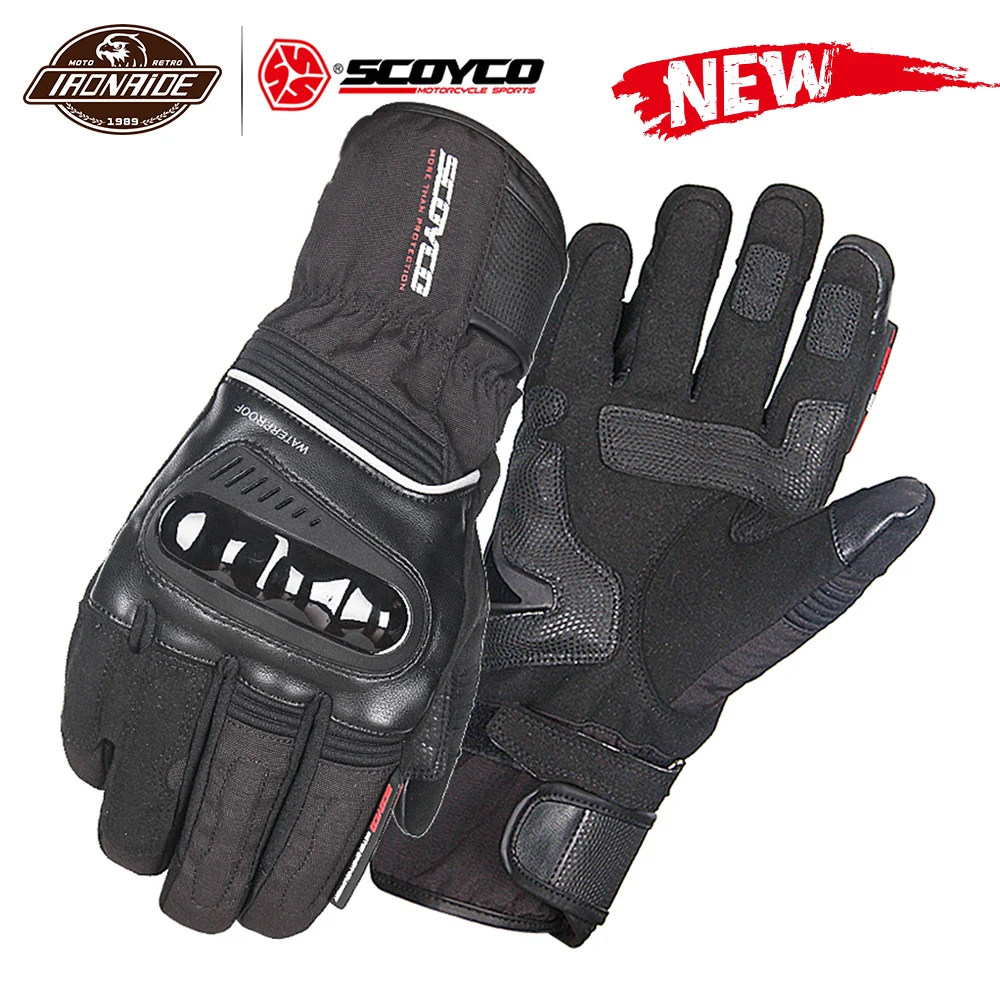 SCOYCO, водонепроницаемые мотоциклетные перчатки, полный палец, Guantes Moto, мужские, мото перчатки, ветрозащитные, Gant, мото, мотоциклетные, гоночные, перчатки для верховой езды - Цвет: MC82 Black