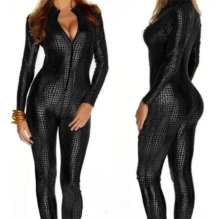 Women PU Leather Jumpsuits Nightclub Bar DJ Costumes Pole dancing Clothes Lady Stage Dance Costumes For Singer Jazz Dance (4)