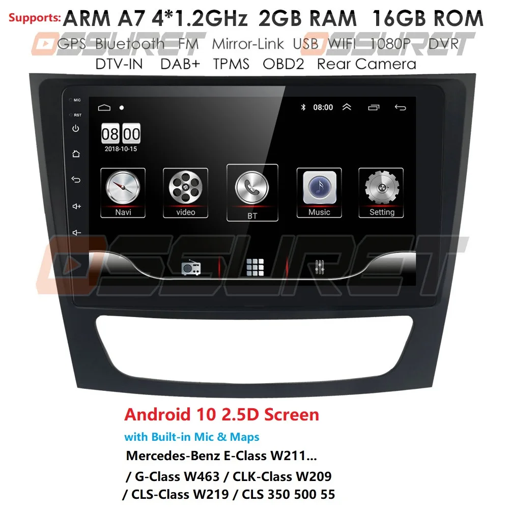 Автомобильный плеер мультимедийный на Android 10 с gps Навигатором для Mercedes Benz E class W211