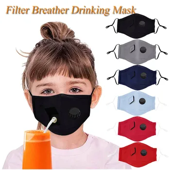 

Fashion Designer Mask For Face Child Scarf Mascarilla Kids Boys Girls Protect Drinking Breather Mask with Hole for Straw masque
