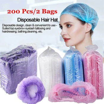 

200Pcs Hot Sale New Disposable Non-woven Hair Caps Sterile Security Protection Hat Workplace Safety Supplies Hair Nets