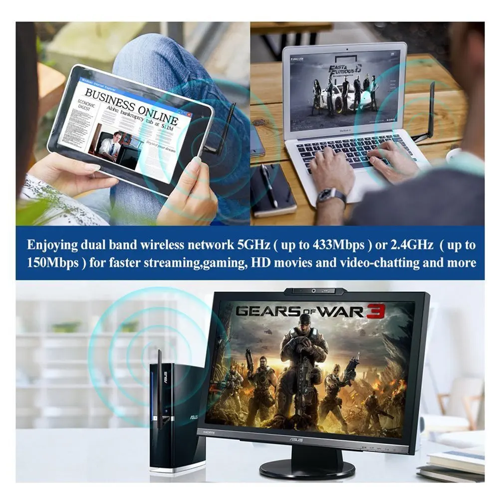 Zapo Free Drive файл 5G/2,4G Wifi Usb Bluetooth 4,0 адаптер беспроводной Ac 600 Мбит/с высоким коэффициентом усиления антенна сетевая карта для Deskt