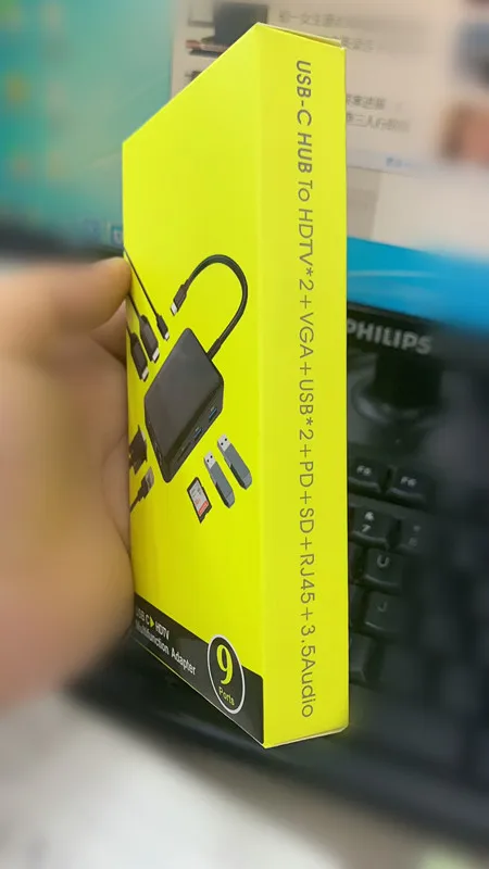 9 в 1 USB C концентратор к HDTV+ VGA+ USB+ PD SD RJ45 3,5 аудио 3,0 порт кард-ридер адаптер