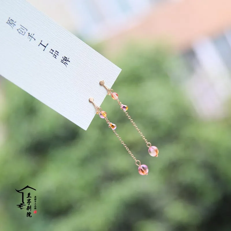 G1 earrings Zi Yang Фиолетовый Синий Свежий аксессуар для волос ручной работы заколки для волос серьги корпус Бисероплетение ожерелье все-матч Hanfu ювелирные изделия для волос - Цвет: G1 earrings