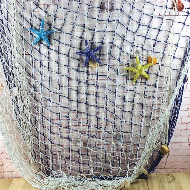 Red de pesca decorativa para colgar en la pared, accesorio de estilo marino  mediterráneo con Concha