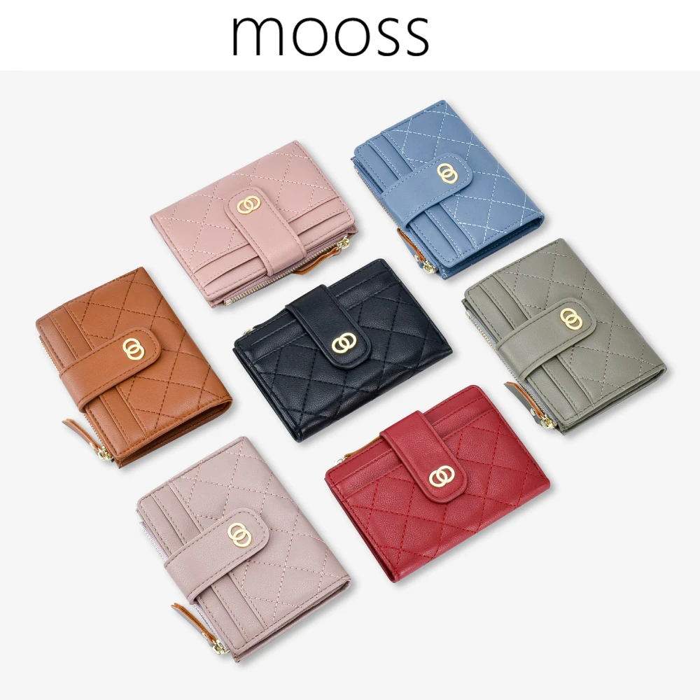 Женский кошелек Mooss из натуральной кожи на молнии с бриллиантами чистый цвет