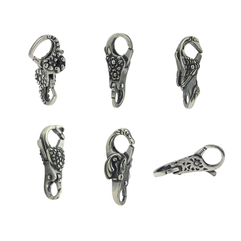 

925 Sterling Silver Double Hearts Swan Locks Lobster Fit European Brand Woman Troll Charms Beads Bracelet & Necklace Jewelry