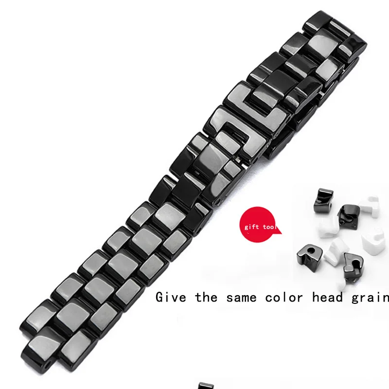 CICIDD Ceramic Watchband 6mm 7.5mm Black White Strap Men Women Bracelet For J2 Watch Accessories Give Tool