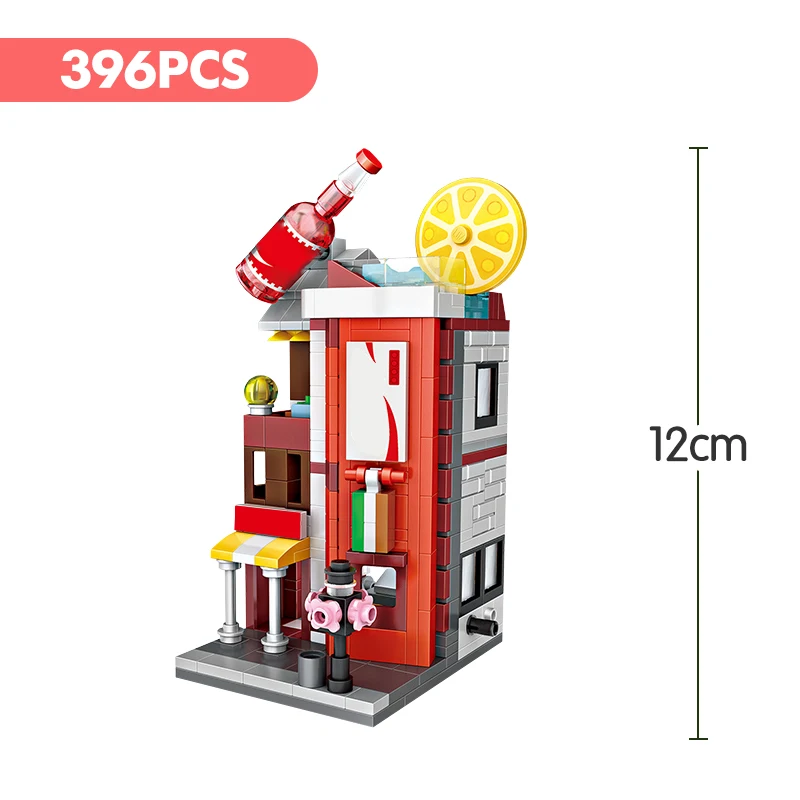 Лоз мини-блоки вид на город сцена кино розничный магазин конфеты магазин архитектурные модели строительные блоки Рождественская игрушка для детей - Цвет: no original box(22)