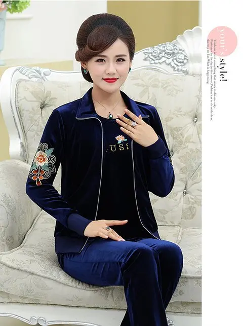 

Plus Velvet Casual Sports WOMEN'S Suit Autumn & Winter 2019 New Style Gold Velvet Large Size Loose Thick Hoodie Three-piece Set