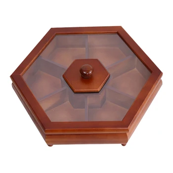 

Organizer Serving Dry Fruit Dispenser Wooden Snack Tray Candy Box Wedding Home With Lid Nuts Food Storage Party Desktop