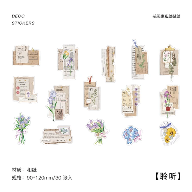 30pcs/1lot kawaii Stationery Sticker Vintage Flower affair Diary Planner junk journal Decorative Scrapbooking DIY Craft Sticker lingting