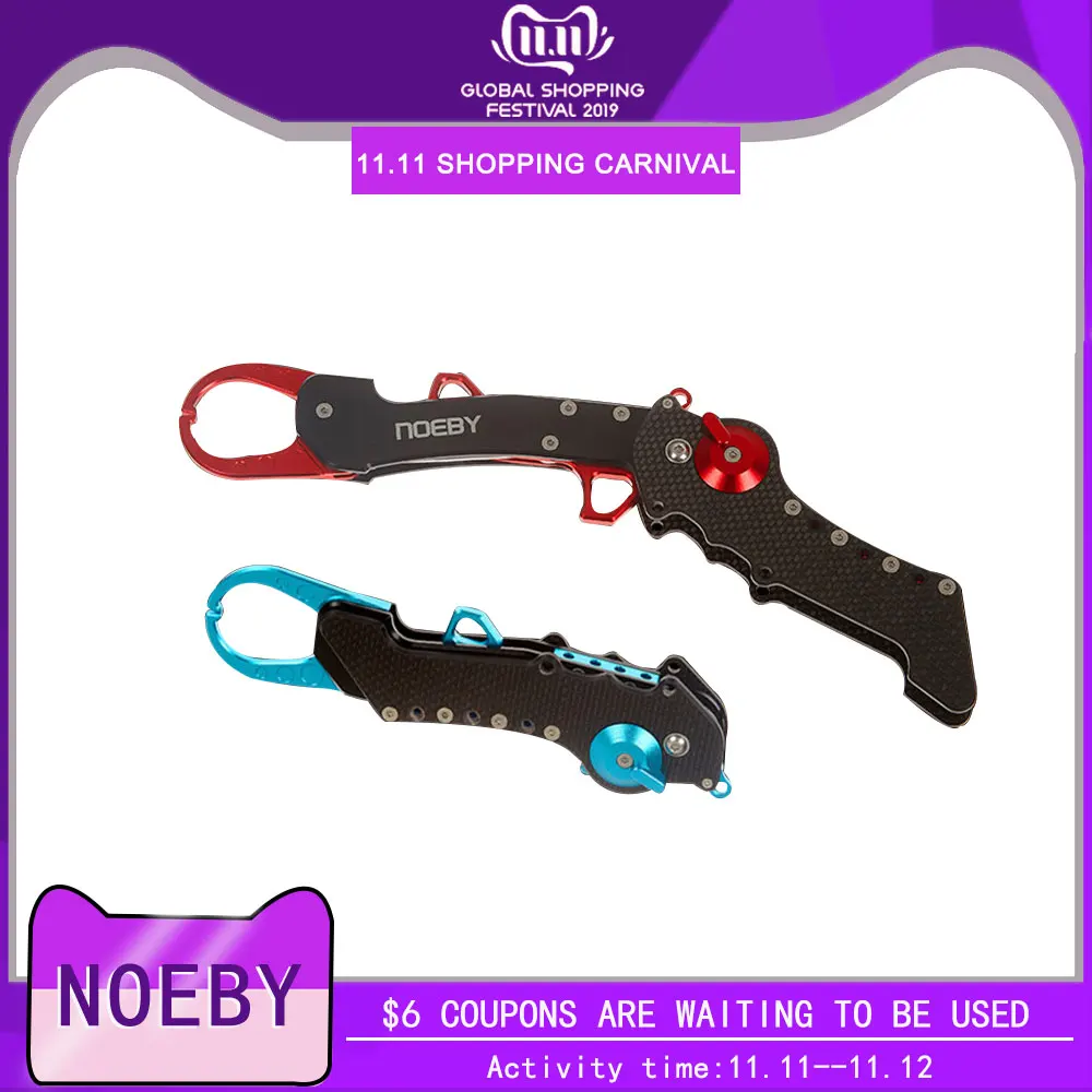 NOEBY Kohlefaser Griff Fisch-lippen Grippe Raum Aluminium Angeln Lippengriff Falten Controller Zange Fischerei-tools Pesca | Спорт и