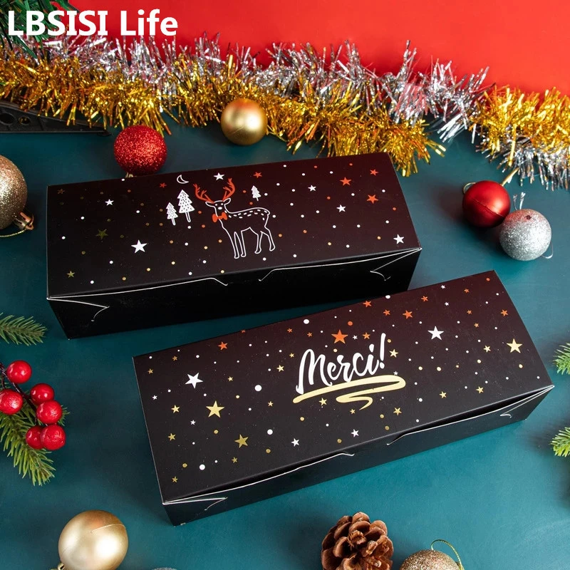 Lbsisi生活10ピース ロット黒クリスマス紙ボックスチョコレートギフト包装の新年子イベントパーティーfavoursデコレーション Gift Bags Wrapping Supplies Aliexpress