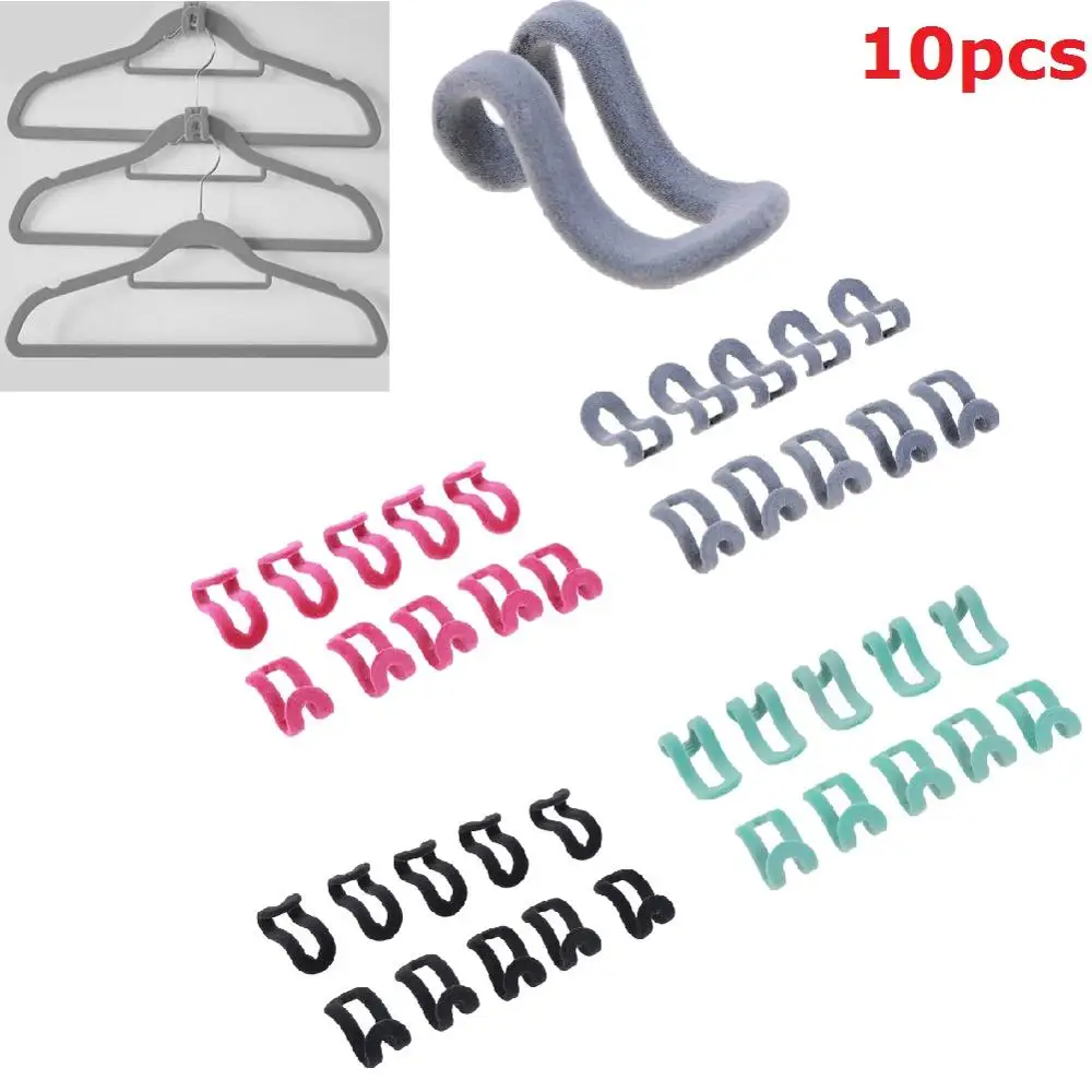 10PCS/Lot Cloth Hanger Hook Mini Flocking Clothes Easy Closet Organizer Holder Save Space Non Slip | Дом и сад