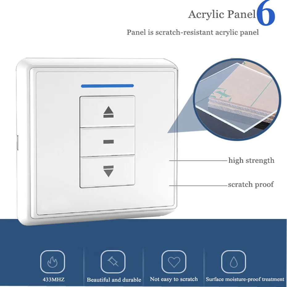 A-ok Ac125-01/ac126-01 Single/dual Sticker Wall Switch,rf433