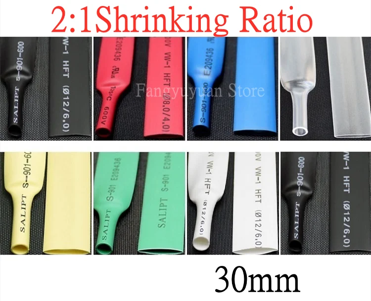 

1M Heat Shrink Tube 30mm Diameter Insulated Polyolefin 2:1 Shrinkage Ratio Wire Wrap Connector Line Repair 1KV Cable Sleeve