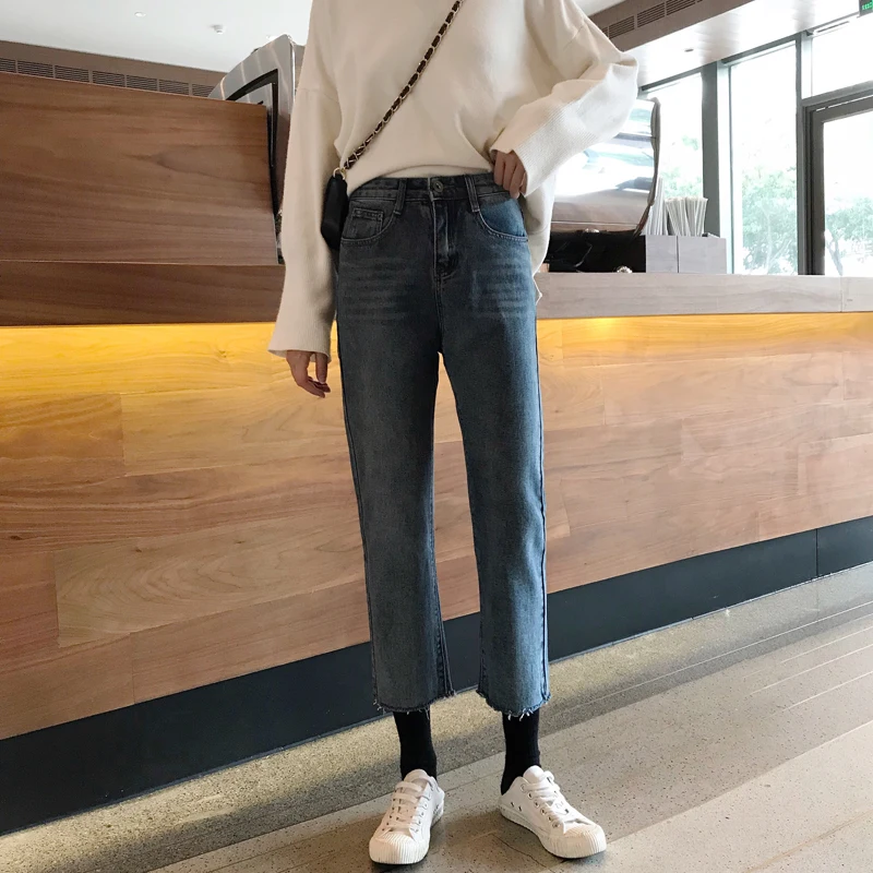 Fdfklak, штаны для папы, европейская Новинка, весна-осень, Pantalon Femme, высокая талия, свободные прямые джинсы для женщин, классические синие брюки