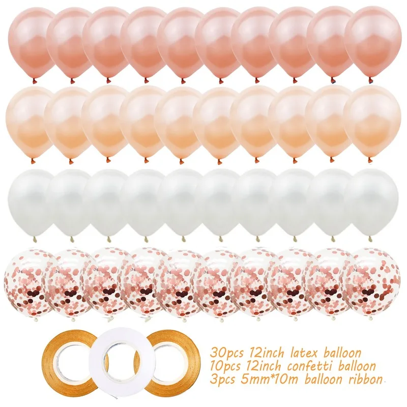 Rose Gold 40 шт. 12 дюймов латексные шары цветные Конфетти День Рождения украшения микс Роза свадебные конфетти украшения шары детский Декор - Цвет: Rose Gold