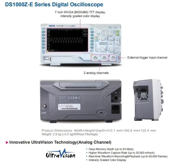 Rigol DS1202Z-E 2+ EXT канал, 200 МГц цифровой осциллограф