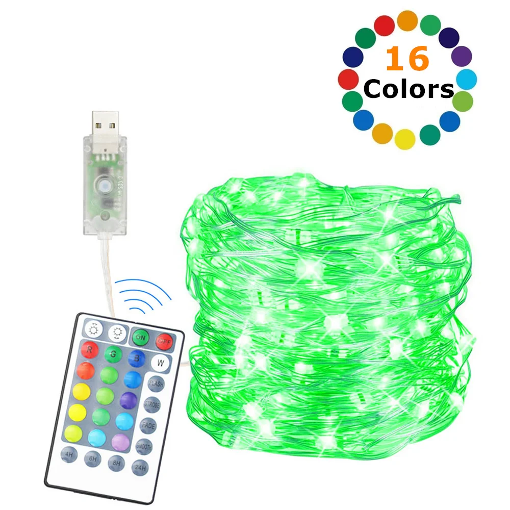 USB Мощность RGB 16 цветов светодиодные гирлянды Фея гирлянда Водонепроницаемый с