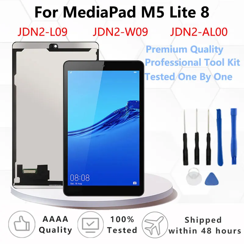 새로운 8.0 인치 화웨이 Mediapad M5 Lite 8 2019 JDN2-W09 JDN2-AL00 JDN2-L09 LCD 디스플레이 터치 스크린 디지타이저 어셈블리