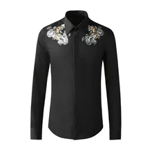 

2021 autumn and winter European and American style rose tiger print long-sleeved men's shirt trendy brand shirt men's