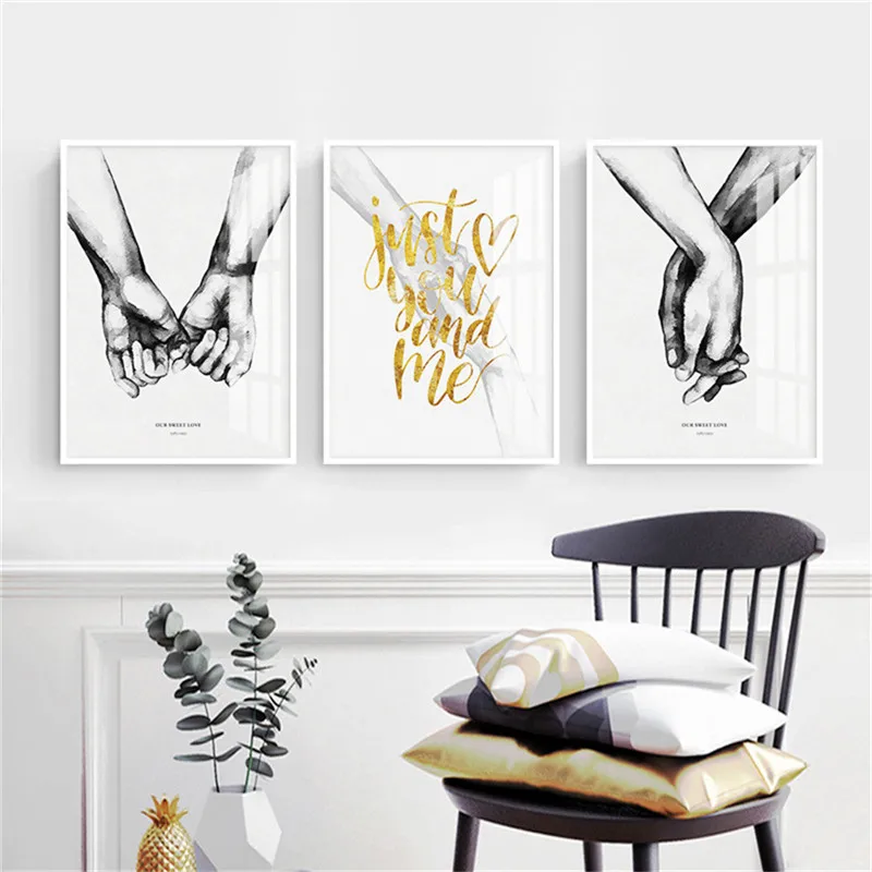 DiyArts Hands Just You and Me буквы Масляные картины настенные художественные плакаты Печать
