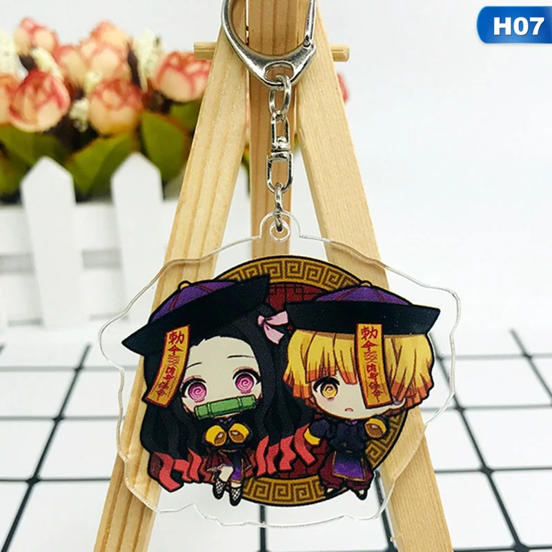 Аниме демон убийца kimetsu no yaiba брелок Kamado Tanjirou Nezuko Agatsuma Zenitsu Косплей Аксессуары цепочки для ключей - Цвет: KEY5617H07