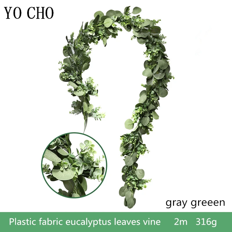 18253-2m-p-gray green 2m塑胶布料尤加利叶藤条灰绿