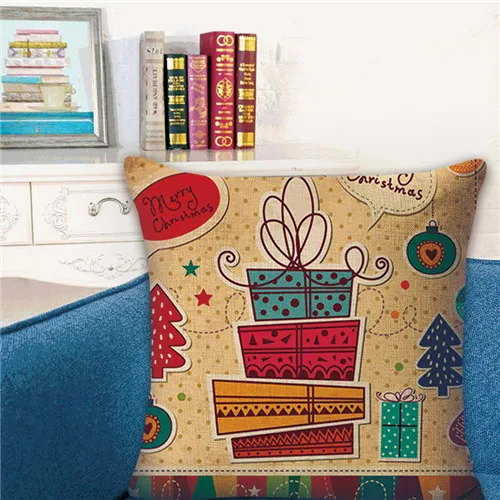 8 New Christmas Cushion 45*45 Santa Claus Merry Christmas Printed Decorative Pillows Sofa Home Decoration Pillowcase - Цвет: 8