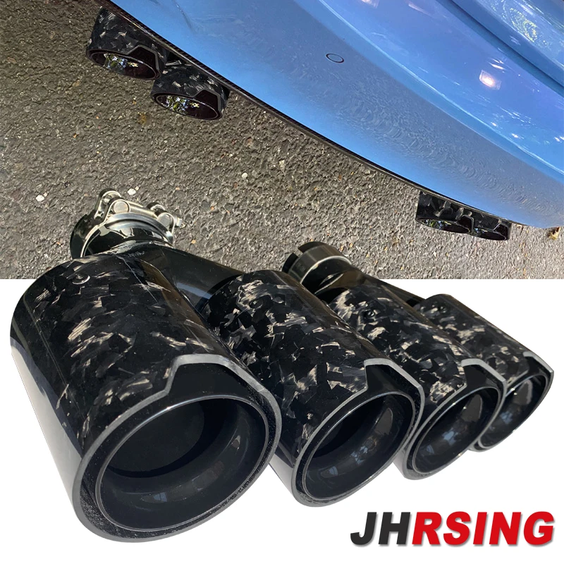 1pcs Dual Exhaust Tip Quad Muffler Tip Glossy Black Satin Carbon Fiber