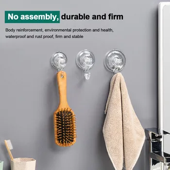 

3pcs/set Bathroom Kitchen Traceless Removable Reusable Shower Suction Cup Hooks Waterproof Bathrobe Strong Vacuum Towel Holder