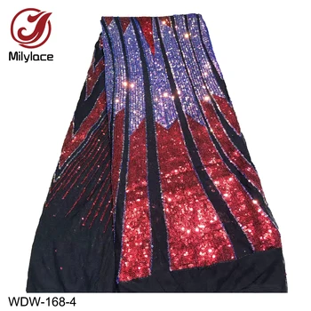 

Milylace 2019 New African lace fabric 5 yards mixed-color sequins tulle lace fabric French net lace for party dresses WDW-168