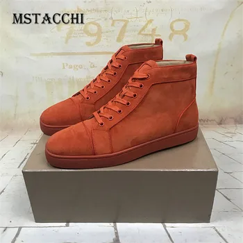 

MStacchi High Quality Faux Suede Male Vulcanized Shoes Fashion Solid Color High-Top Round Toe Cross-tied Wearproof Man Sneakers