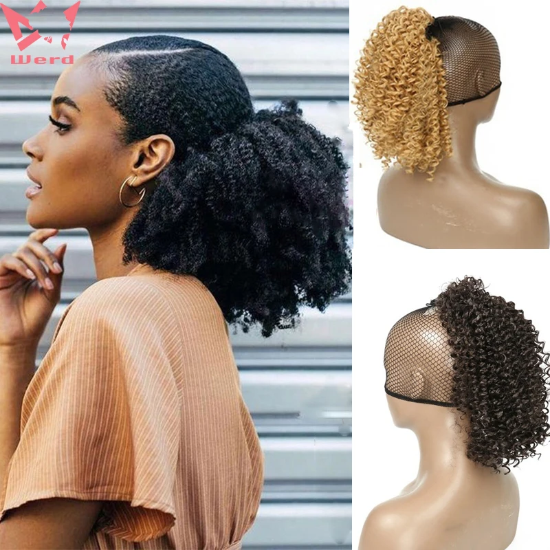 

WERD 12 Inch Small Volume Ponytail High Temperature Synthetic Fiber Synthetic Brown Ponytail Blonde Wig Black Hair Extension