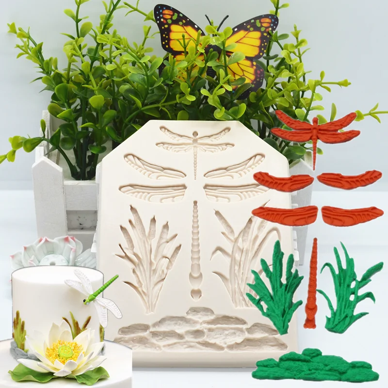 

Dragonfly Grass Silicone Mold Kitchen Resin Baking Tool DIY Design Pastry Cake Fondant Moulds Dessert Chocolate Lace Decoration