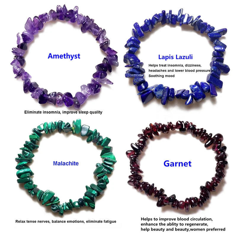 

Irregular Natural Gem Stone Bracelet WarBLade Stretch Chip Beads Nuggets Amazon Rose Crystal Quartz Bracelets Bangles For Women