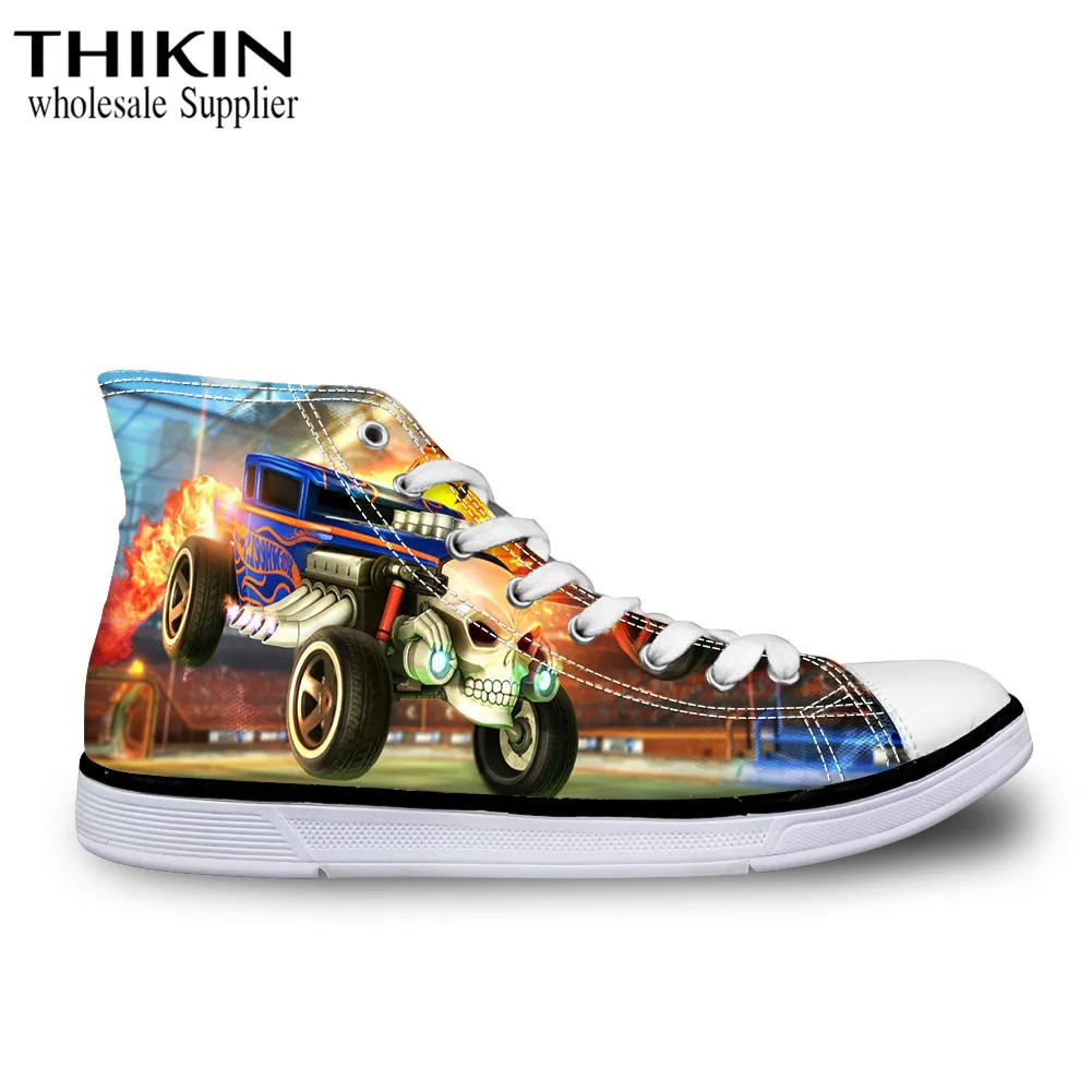 THIKIN Wheels/Мужская Вулканизированная обувь с рисунком гоночного автомобиля; парусиновые туфли для мальчиков-подростков; обувь с героями мультфильмов; классные высокие женские кроссовки - Цвет: as picture