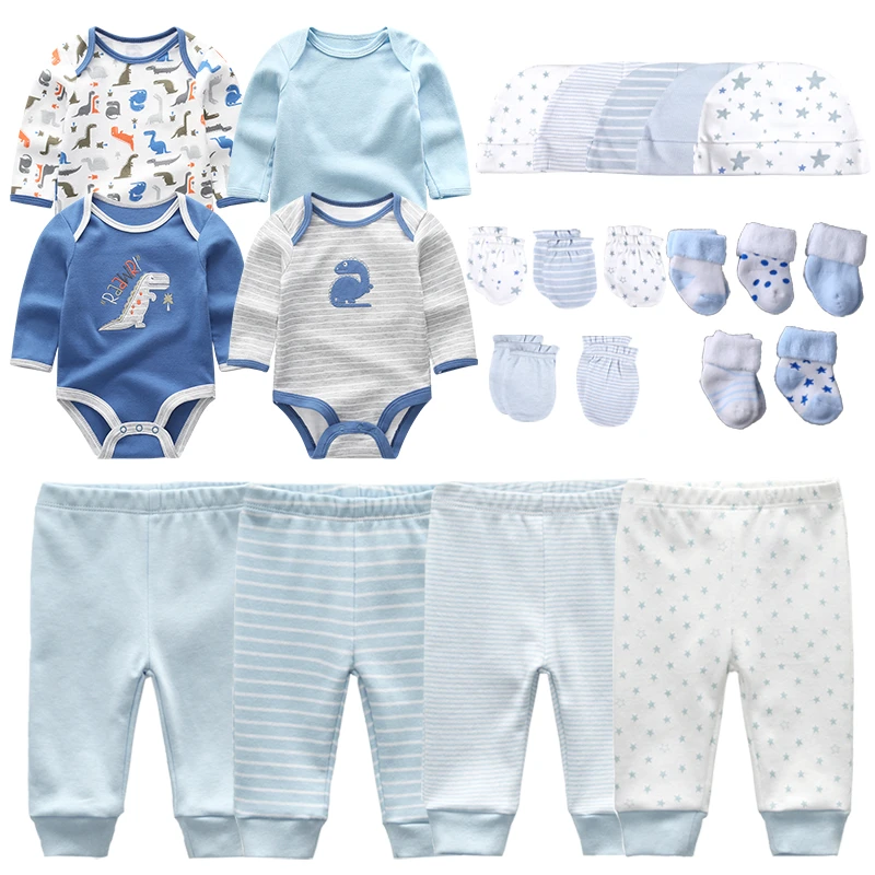 Baby Clothing Set comfotable Unisex Newborn 23Pieces Bodysuits+Pants+Hats+Gloves+Socks Baby Girl Clothes Sets Spring Baby Boy Clothes 0-12M Long Sleeve Baby Clothing Set classic