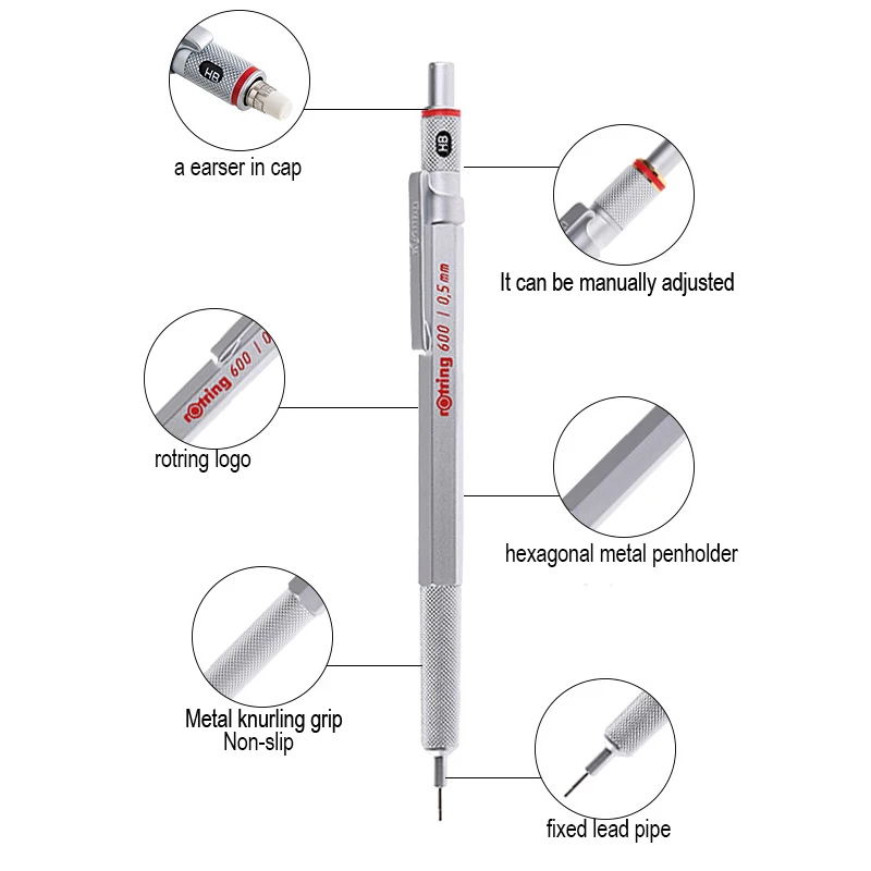 Rotring 600 Mechanical Pencil black/silver metal
