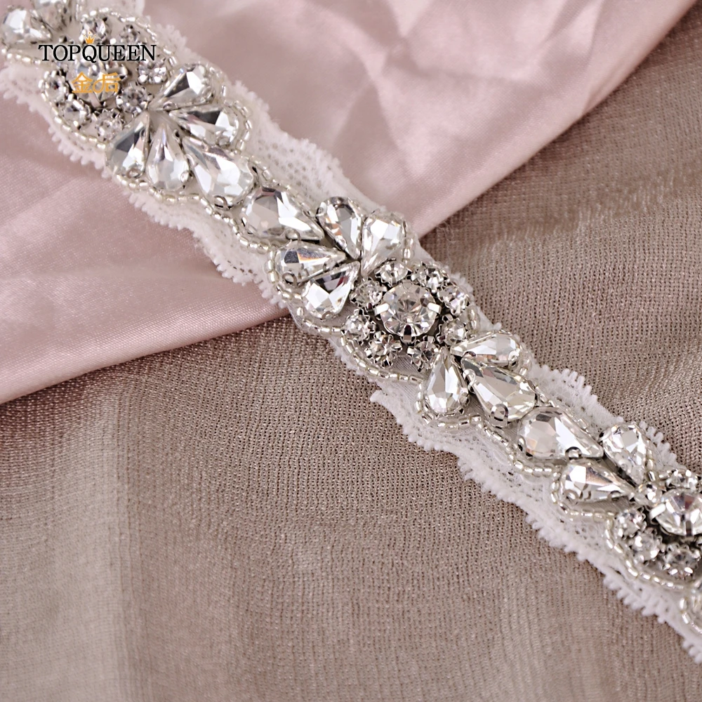 TOPQUEEN S235-D Luxury Wedding Garter White rhinestone Sexy Garters Women/Female/Bride Thigh Ring Bridal Lace Leg Ring Loop 1pcs