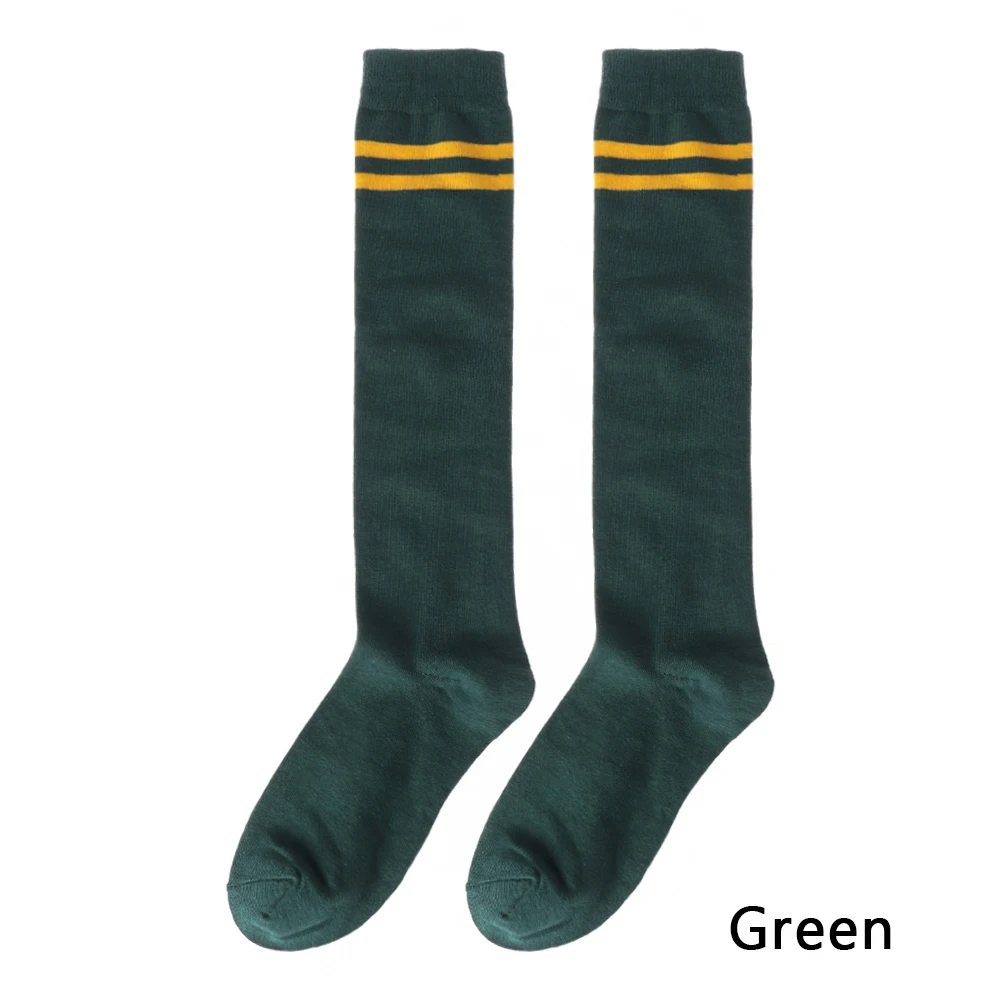 1 шт., 9 цветов, милые дышащие эластичные и тонкие гольфы для японских школьниц, хлопковые свободные полосатые длинные носки для женщин - Цвет: green