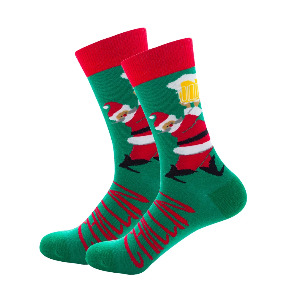 Женские носки, модные рождественские носки из чесаного хлопка, теплые зимние мягкие носки с изображением новогоднего Санта-Клауса, рождественской елки, носки с изображением снежного лося, подарок