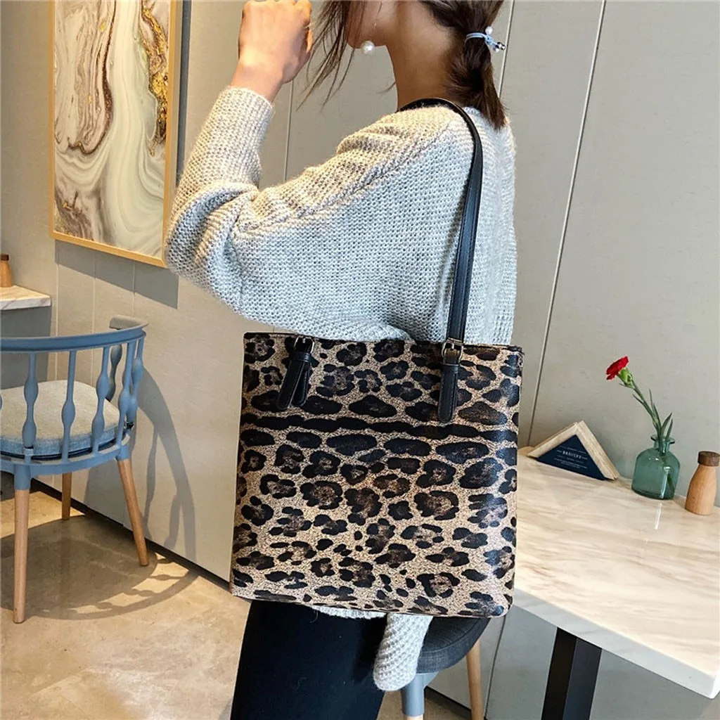 

Lady Leather Shoulder Bag for Women Fashion Women's Outdoor Leopard Large Capacity Leather Handbag Shoulder Bag Sac Main Femme