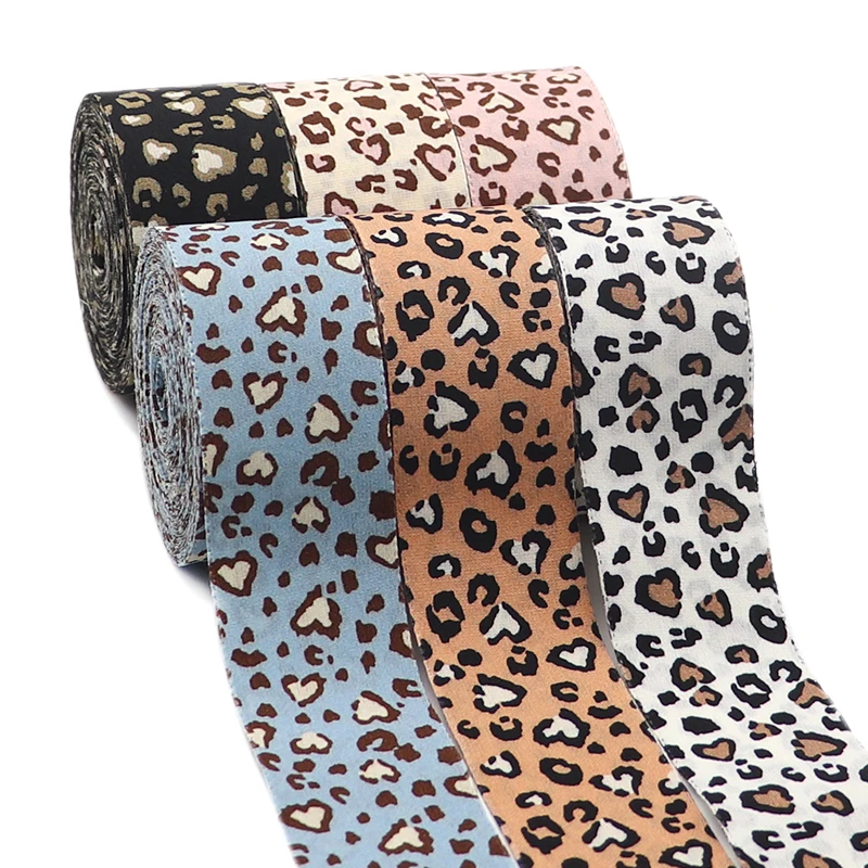 Leopard Layering Cloth Fabric Ribbon 10 Yards 1" 25MM 1.5" 38MM Handmade Tape Crafts DIY Hair Bow Tie Make Accessories 06302 ribbon decoration ribbon supplies